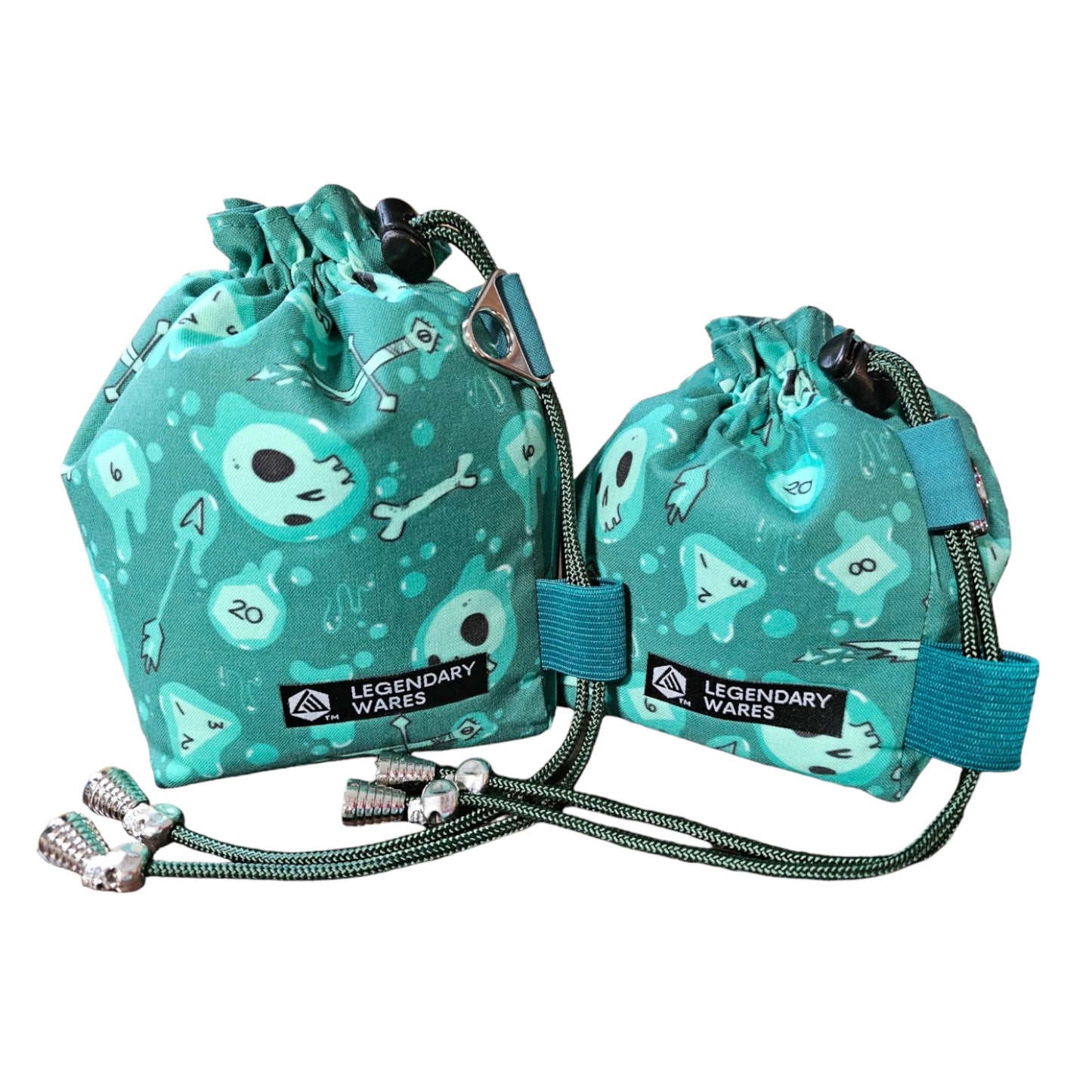 TTRPG Dice Bags with Green Gelatinous DnD Pattern