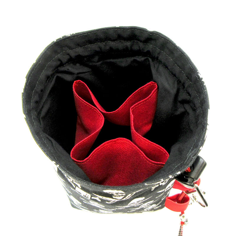 Pirate design dice bag interior pockets