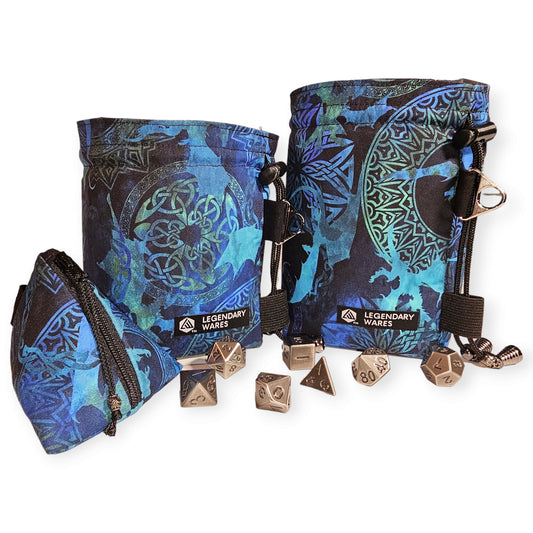 Premium Dice Bags for TTRPG - Blue Dragons