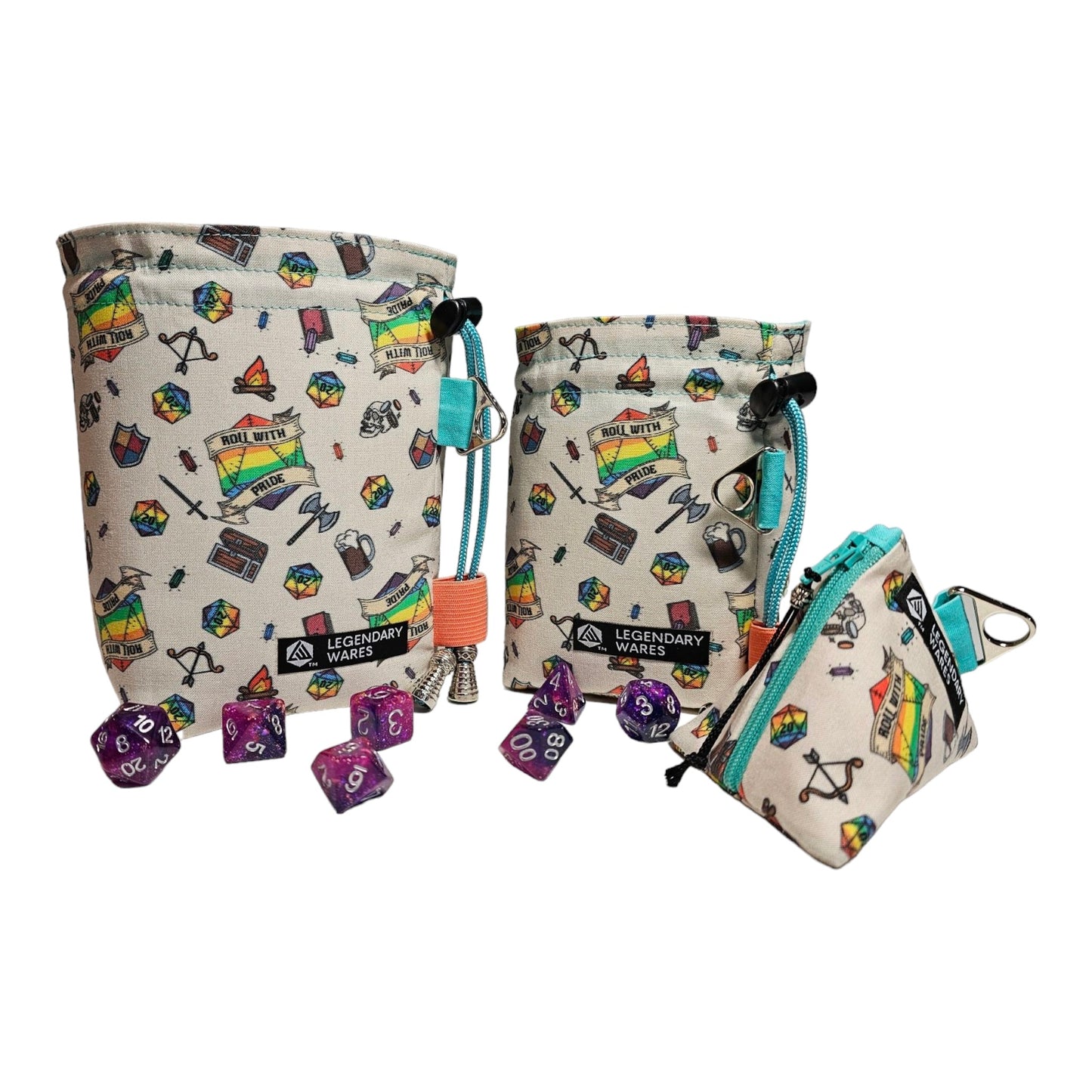 Roll with Pride Dice Bags for TTRPG