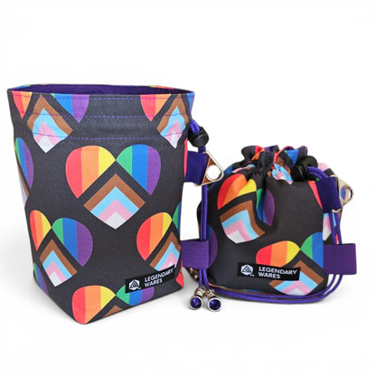 Progress Pride Heart Dice Bag
