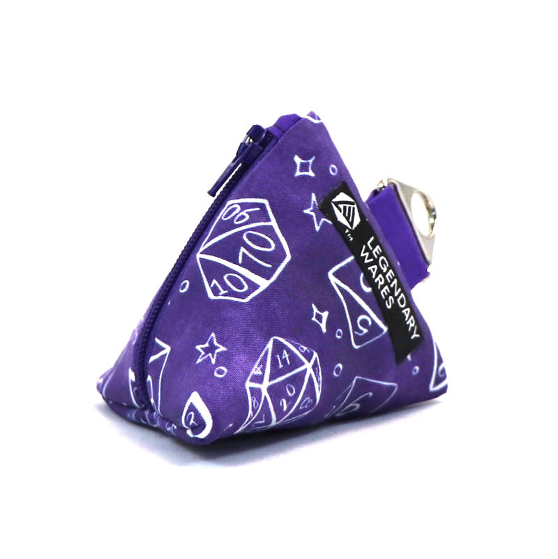 D4 Triangle Dice Bags for TTRPG - Purple & White Dice