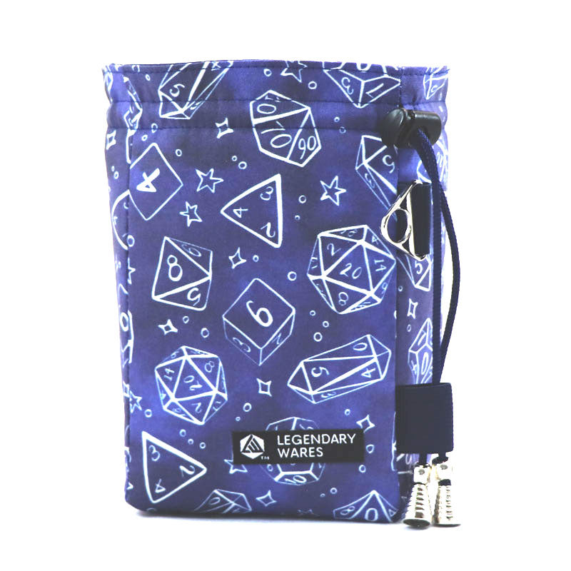 Large Dice Bags for TTRPG - Blue & White Dice