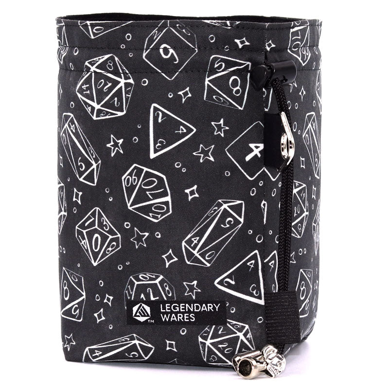 Large black and white dice pattern dice bag